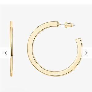 NWB PAVOI 14K Yellow Gold Plated Infinity Hoop Earrings 4mm Flat Thick 30mm